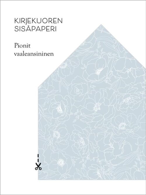 Kirjekuoren sisäpaperi Pionit vaaleansininen