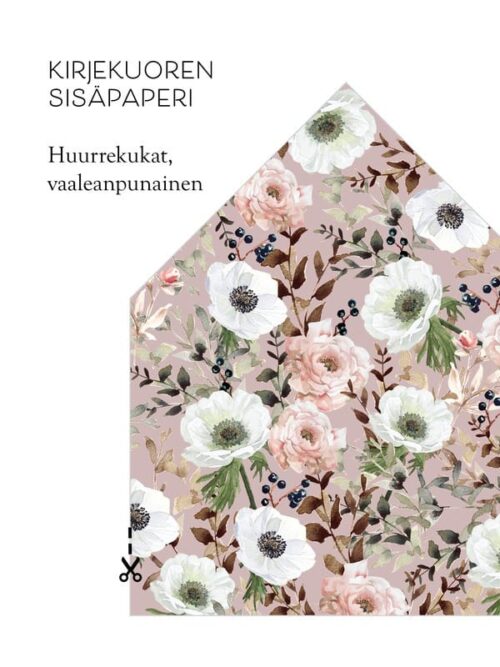 Kirjekuoren sisäpaperi Huurrekukat vaaleanpunainen