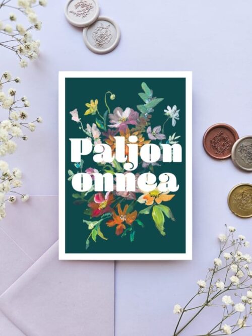 Postikortti Paljon onnea tummanvihreä