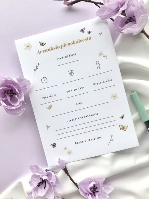 Babyshower arvauskortit Keltainen