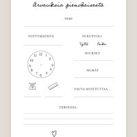 Babyshower arvauskortit vauvajuhliin, vauvakutsuille arvauslaput