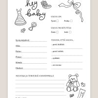 Babyshower arvauskortit mustavalkoinen, arvauslaput vauvakutsuille, baby shower tulostettavat arvaukset vauvasta