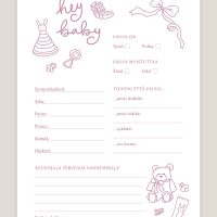 Babyshower arvauskortit vaaleanpunainen, arvauslaput vauvajuhliin