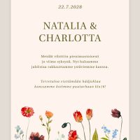 Hääkutsu niittykukat, villikukat kutsukorttiin, vesivärikukat hääteema