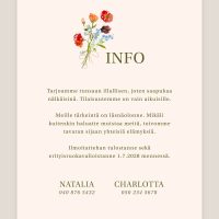 Hääkutsu niittykukat info, hääinfo vesiväri villikukilla