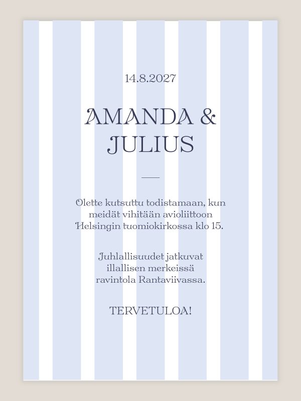 Hääkutsu Raidallinen, moderni, graafinen, raitakuvio, kutsukortti häihin