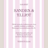 Hääkutsu Raidallinen vaaleanpunainen, moderni, graafinen, raitakuvio, kutsukortti häihin