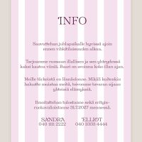 Hääkutsu Raidallinen vaaleanpunainen, infokortti, moderni, graafinen, raitakuvio, kutsukortti häihin