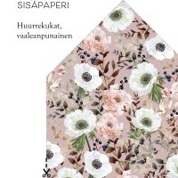 Kirjekuoren sisäpaperi huurrekukat vaaleanpunainen, kukkakuvio, vesivärimaalaus, kirjekuoriin