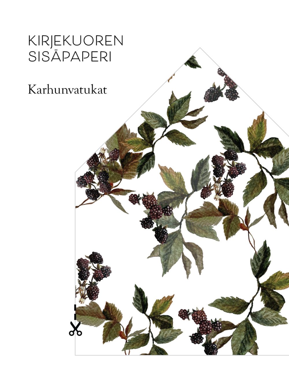 kirjekuorensisapaperi-myyntikuva-karhunvatukat Kirjekuoren sisäpaperi Karhunvatukka, lehtikuvio, Karhunvatukat, vesivärimaalaus