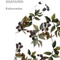 Kirjekuoren sisäpaperi Karhunvatukka, lehtikuvio, Karhunvatukat, vesivärimaalaus