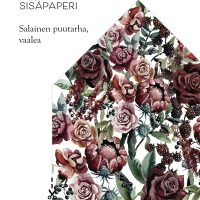 Kirjekuoren sisäpaperi salainen puutarha vaalea, kukkakuvio, vesivärimaalaus kirjekuoriin