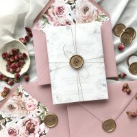 Kirjekuoret roosa, vanharoosa kuoret hääkutsuille, sinetit ja kirjekuoren sisäpaperit