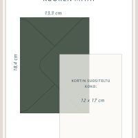 Kirjekuoret metsä, metsänvihreät kuoret hääkutsuille, kirjekuoren mitat