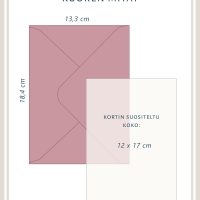 Kirjekuoret roosa, roosan väriset kuoret hääkutsuille, kirjekuoren mitat