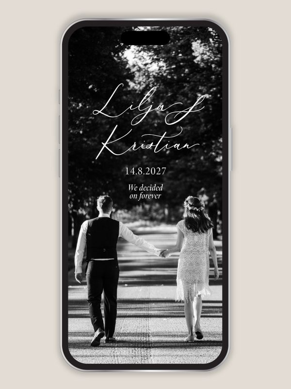 Save the Date omalla valokuvalla, varaa päivä kutsu kihlakuvalla