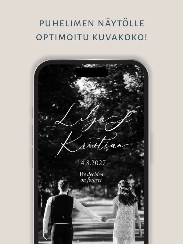 Save the Date omalla valokuvalla optimoitu puhelimen näyttöön