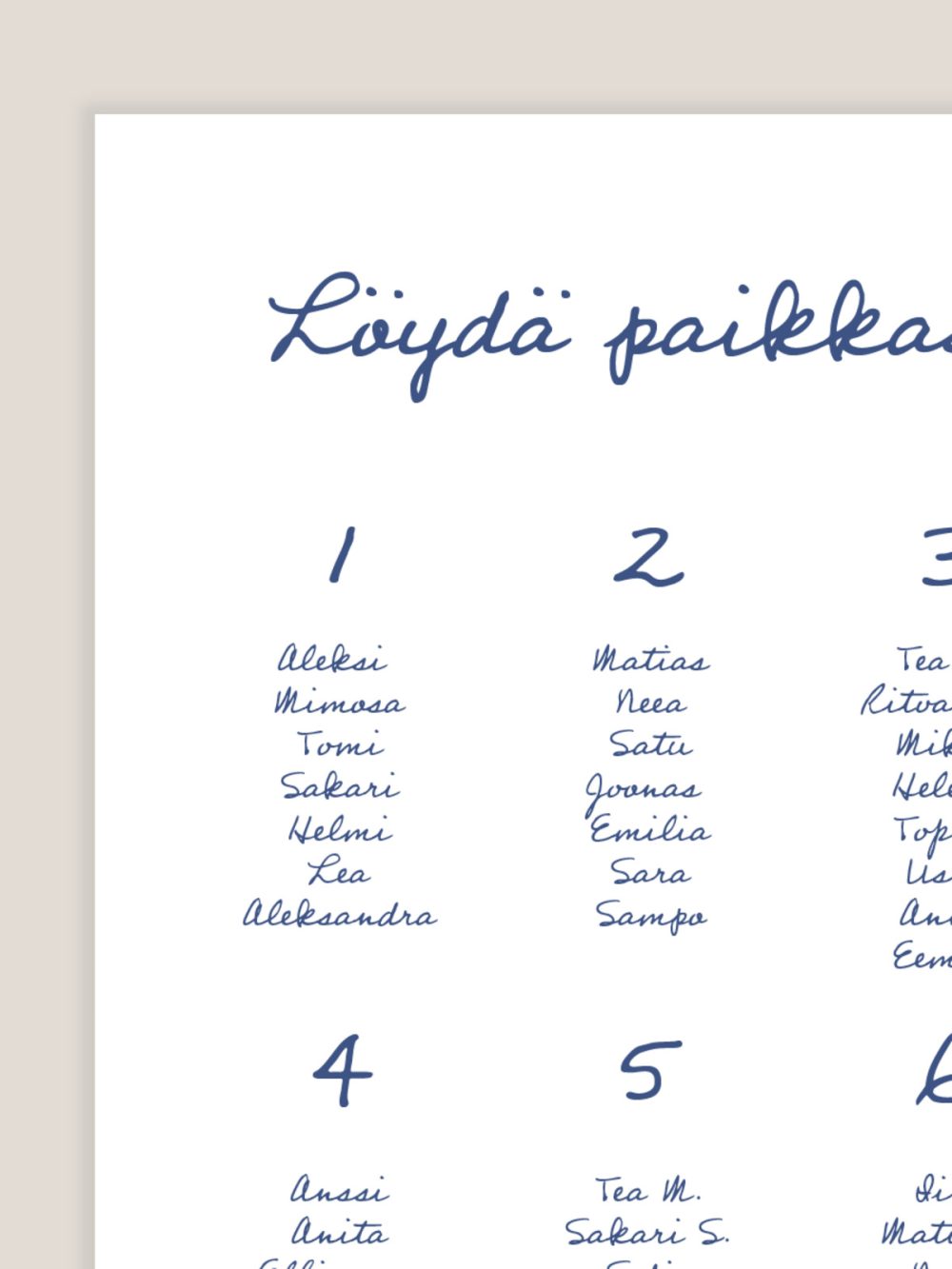 romanttinen-viivapiirros-poytakartta-3 Romanttinen viivapiirros pöytäkartta, sininen opastekyltti häihin