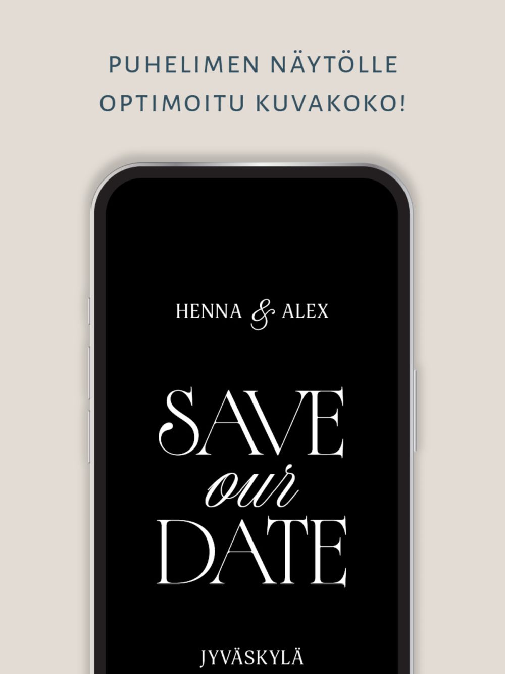 save-the-date-ajaton-musta-puhelimeen Digitaalinen varaa päivä kutsu puhelimeen, moderni gootti ajaton kalligrafia