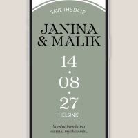 Digitaalinen save the date moderni kaari, minimalistinen varaa päivä kutsu vihreä
