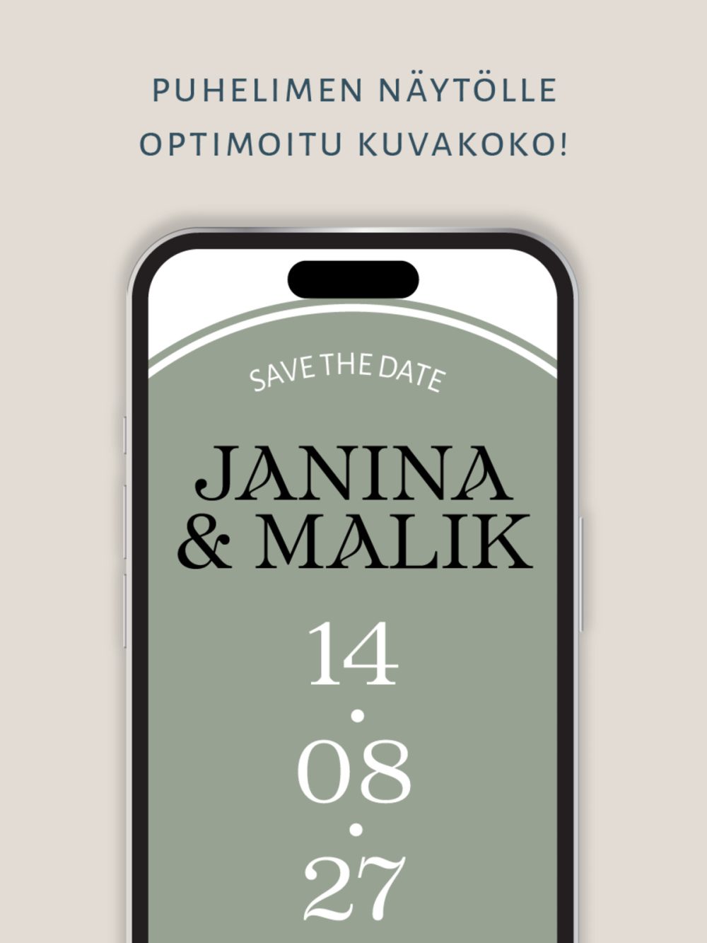 save-the-date-moderni-kaari-puhelimeen Digitaalinen varaa päivä kutsu, vihreä graafinen hääkutsu